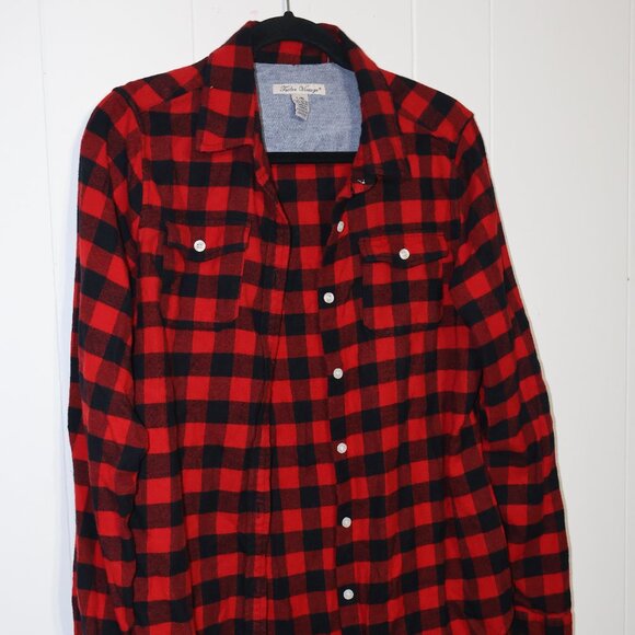Tailor Vintage Buffalo Plaid Flannel Shirt – Red/Black (Women’s L) - Picture 2 of 11